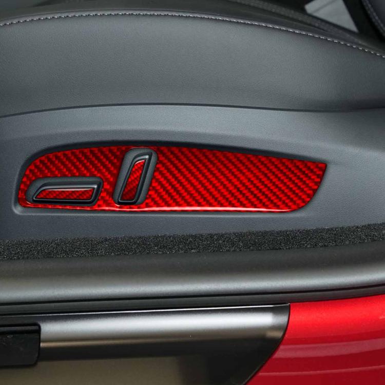For Tesla Model 3 2023- 7pcs/Set Carbon Fiber Car Seat Adjustment Panel Decorative Sticker, Right Drive(Red) - Car Interior Mouldings by buy2fix | Online Shopping UK | buy2fix