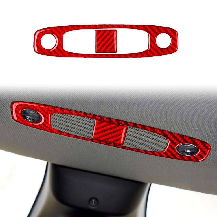 For Tesla Model 3 2019-2022 / Y 2019-2024 2pcs/Set Carbon Fiber Car Reading Light Panel Decorative Sticker, Left and Right Drive(Red) - Car Interior Mouldings by buy2fix | Online Shopping UK | buy2fix