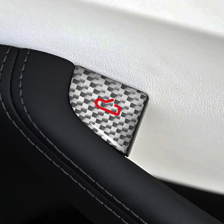 For Tesla Model 3 New Edition 2023+ 4pcs/Set Carbon Fiber Car Door Switch Decorative Sticker with Label, Left and Right Drive(Silver) - Car Interior Mouldings by buy2fix | Online Shopping UK | buy2fix