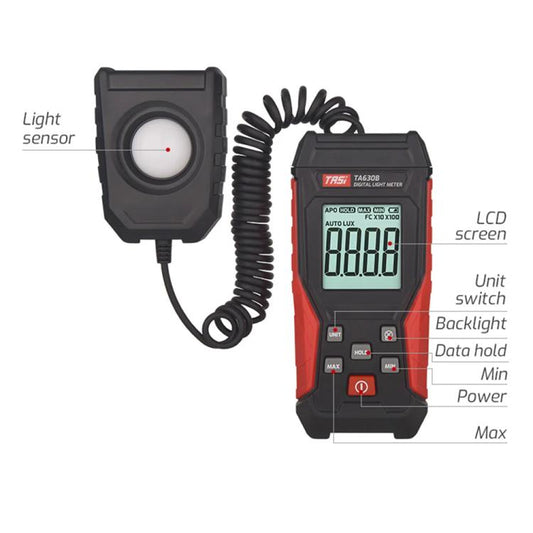 TRSI TA630B Separable Digital Lux Meter Light Brightness Measuring - Light & Sound Meter by TASI | Online Shopping UK | buy2fix