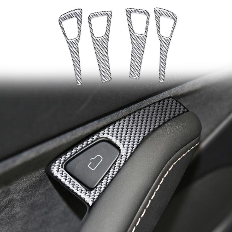 For Tesla Model 3 2017-2022 / Y 2020-2024 4pcs/Set Carbon Fiber Car Door Switch Panel Decorative Sticker, Left and Right Drive(Silver) - Car Interior Mouldings by buy2fix | Online Shopping UK | buy2fix