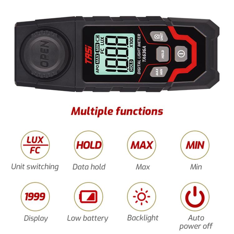 TRSI TA636A Integrated Digital Lux Meter Light Brightness Measuring - Light & Sound Meter by TASI | Online Shopping UK | buy2fix