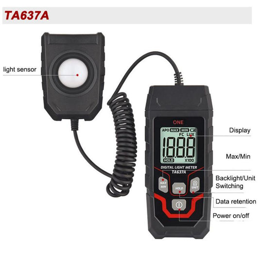 TRSI TA637A Separable Digital Lux Meter Light Brightness Measuring - Light & Sound Meter by TASI | Online Shopping UK | buy2fix