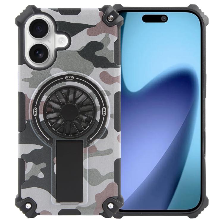 For iPhone 17 Camouflage Kickstand Rotating Shaft MagSafe Phone Case(Army Green Camouflage) - iPhone 17 Cases by buy2fix | Online Shopping UK | buy2fix