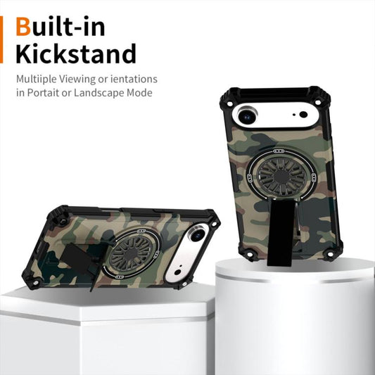 For iPhone Air Camouflage Kickstand Rotating Shaft MagSafe Phone Case(Army Green Camouflage) - iPhone Air Cases by buy2fix | Online Shopping UK | buy2fix