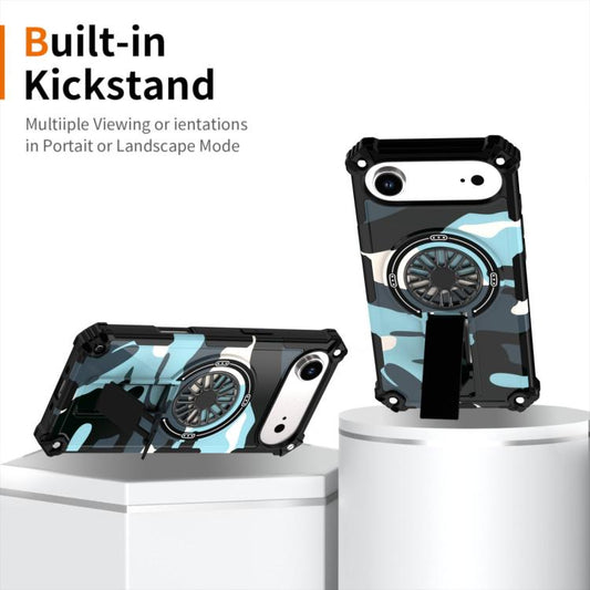 For iPhone Air Camouflage Kickstand Rotating Shaft MagSafe Phone Case(Green Camouflage) - iPhone Air Cases by buy2fix | Online Shopping UK | buy2fix