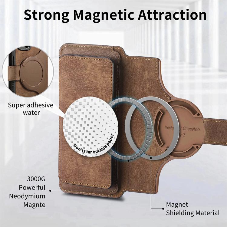 For iPhone 16 Pro CaseNeo MagSafe RFID Anti-theft Zipper Wallet Retro Leather Phone Case(Brown) - iPhone 16 Pro Cases by CaseNeo | Online Shopping UK | buy2fix