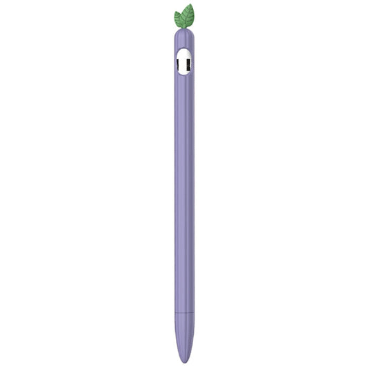For Apple Pencil 1 Contrasting Color Mint Leaf Silicone Non-slip Protective Cover(Purple) by buy2fix