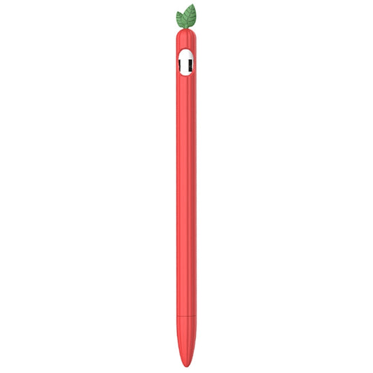 For Apple Pencil 1 Contrasting Color Mint Leaf Silicone Non-slip Protective Cover(Red) by buy2fix