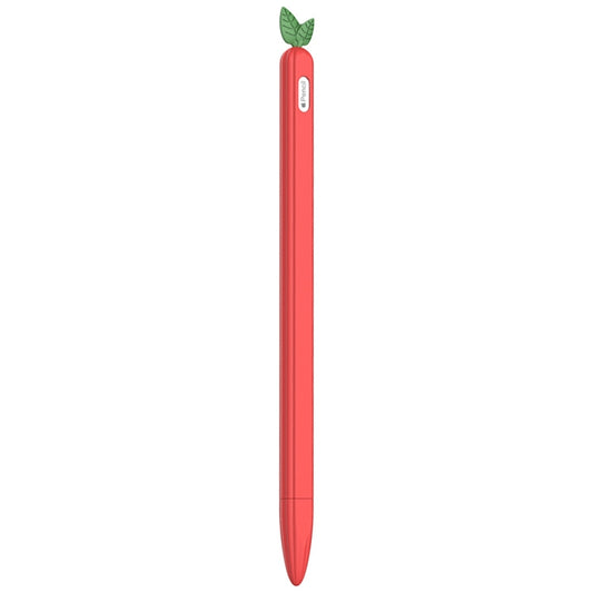 For Apple Pencil 2 Contrasting Color Mint Leaf Silicone Non-slip Protective Cover(Red) by buy2fix