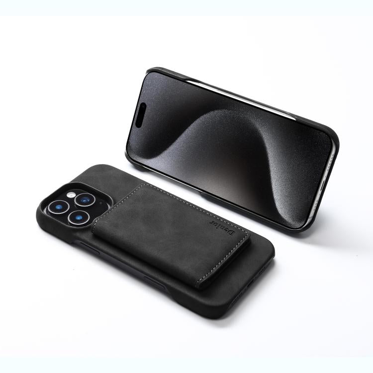 For iPhone 16 Plus Denior D27 Retro Texture RFID MagSafe Photo Frame Card-slot Phone Case(Black) - iPhone 16 Plus Cases by Denior | Online Shopping UK | buy2fix