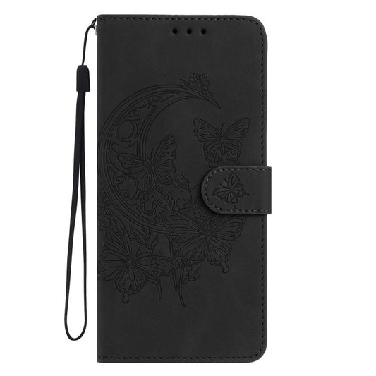 For iPhone Air Moonlit Butterfly Dance Pattern Embossed Leather Phone Case(Black) - iPhone Air Cases by buy2fix | Online Shopping UK | buy2fix