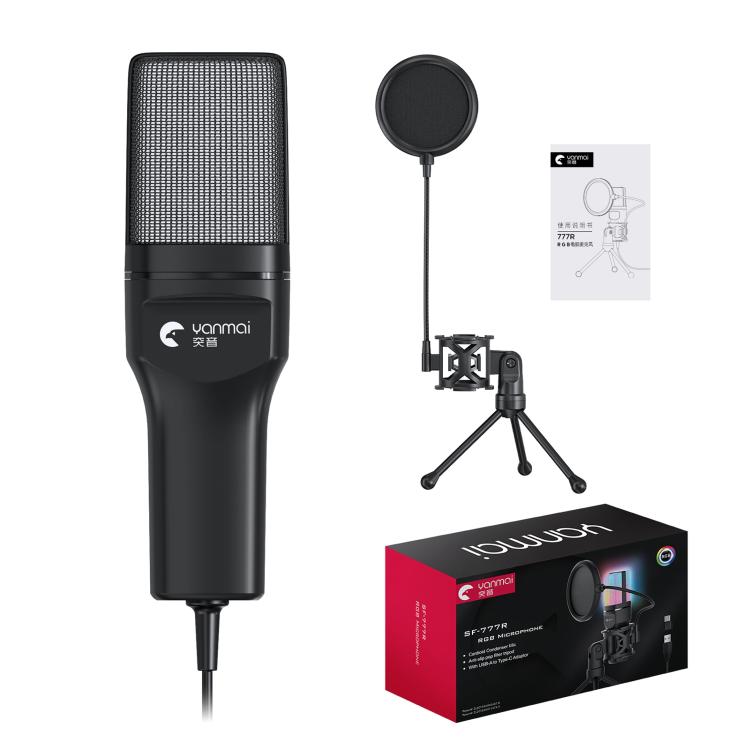 Yanmai SF-777R RGB Light Desktop Noise Reduction Microphone with Anti-spray Net - Microphone by Yanmai | Online Shopping UK | buy2fix