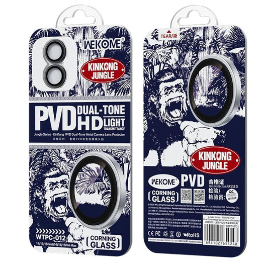 For iPhone 16 / 16 Plus WK WTPC-012 Jungle Series Kinkong PVD Dual-color Metal Lens Protector Film(Black) - iPhone 16 Tempered Glass by WK | Online Shopping UK | buy2fix