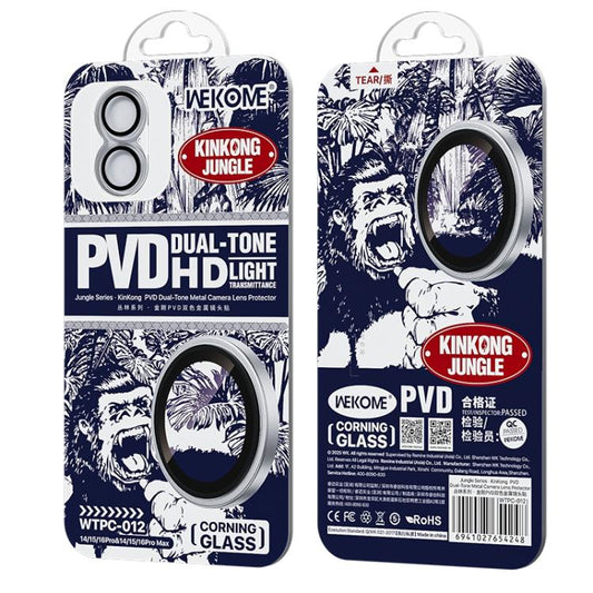 For iPhone 16 / 16 Plus WK WTPC-012 Jungle Series Kinkong PVD Dual-color Metal Lens Protector Film(Transparent) - iPhone 16 Tempered Glass by WK | Online Shopping UK | buy2fix