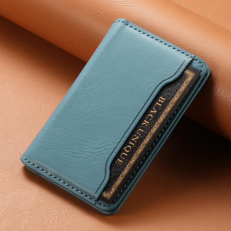 Denior V01 Magsafe Wallet Cowhide Texture Leather Magnetic Card Holder Bag(Blue) - Adhesive Card Holders by Denior | Online Shopping UK | buy2fix