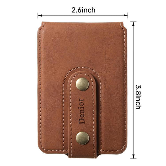 Denior V09 Magsafe Wallet Retro Texture Leather Magnetic Phone Holder Card Bag(Brown) - Adhesive Card Holders by Denior | Online Shopping UK | buy2fix