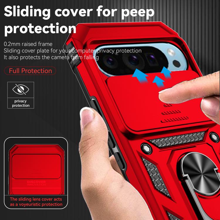 For Google Pixel 10 Pro Sliding Camshield Holder Phone Case(Red) - Google Cases by buy2fix | Online Shopping UK | buy2fix