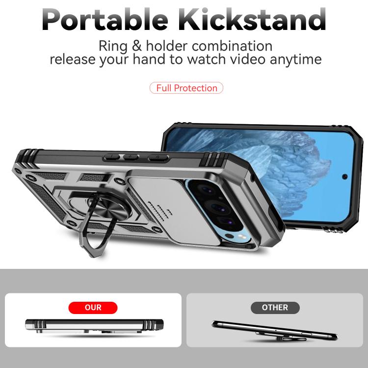 For Google Pixel 10 Pro Sliding Camshield Holder Phone Case(Silver) - Google Cases by buy2fix | Online Shopping UK | buy2fix