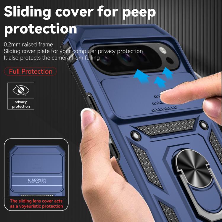 For Google Pixel 10 Pro XL Sliding Camshield Holder Phone Case(Blue) - Google Cases by buy2fix | Online Shopping UK | buy2fix