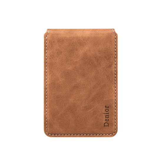 Denior V19 Magsafe Wallet Retro Texture Leather RFID Flip Card Holder Bag(Brown) - Adhesive Card Holders by Denior | Online Shopping UK | buy2fix