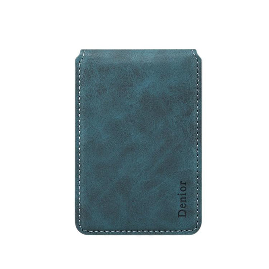 Denior V19 Magsafe Wallet Retro Texture Leather RFID Flip Card Holder Bag(Blue) - Adhesive Card Holders by Denior | Online Shopping UK | buy2fix