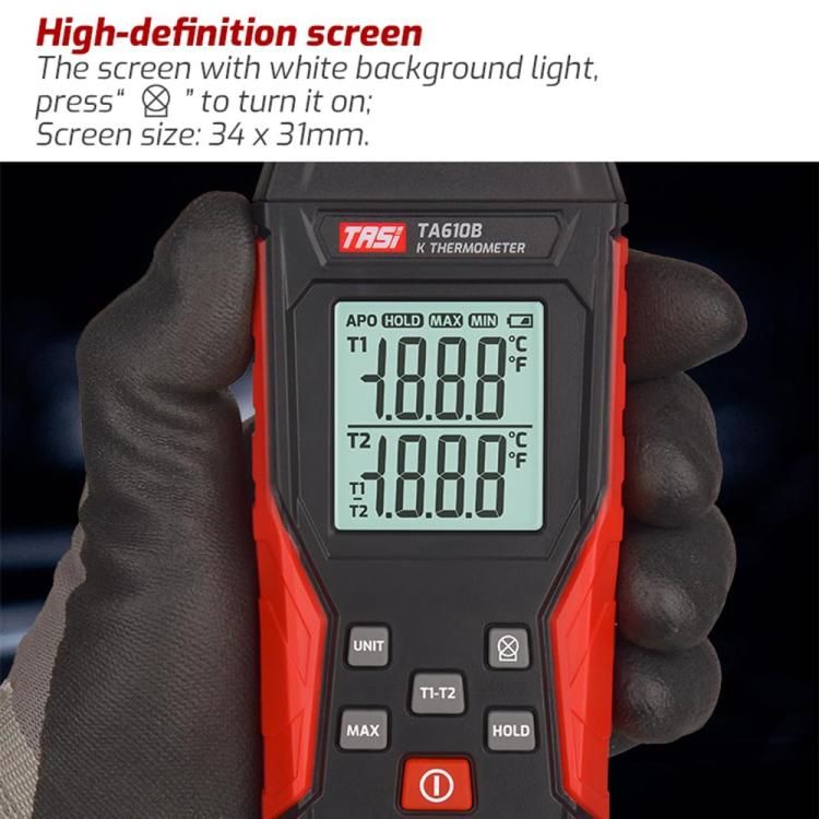 TRSI TA616B Industrial Handheld K-Type Thermocouple Thermometer, Dual Channel, Basic Version - Thermostat & Thermometer by TASI | Online Shopping UK | buy2fix