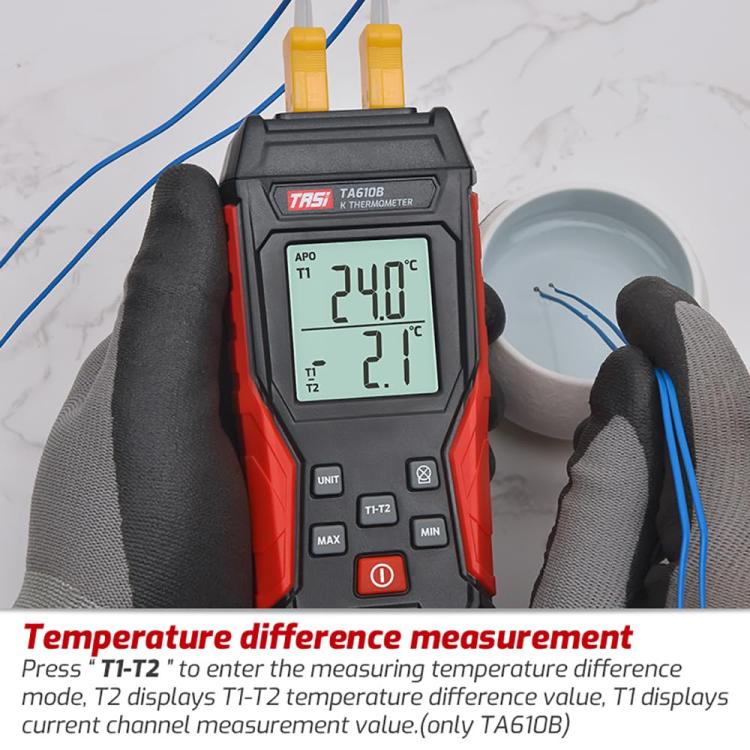 TRSI TA616B Industrial Handheld K-Type Thermocouple Thermometer, Dual Channel, Basic Version - Thermostat & Thermometer by TASI | Online Shopping UK | buy2fix
