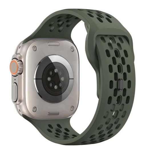 For Apple Watch 42mm / 41mm / 40mm / 38mm xDfind Mesh Reverse Buckle Silicone Watch Band(Olive Green) - Watch Bands by xDfind | Online Shopping UK | buy2fix