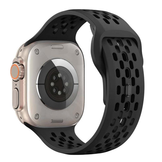 For Apple Watch 42mm / 41mm / 40mm / 38mm xDfind Mesh Reverse Buckle Silicone Watch Band(Black) - Watch Bands by xDfind | Online Shopping UK | buy2fix