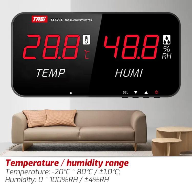 TRSI TA623B Industrial Wall-mounted Thermometer Hygrometer, External 5-meter Probe - Thermostat & Thermometer by TASI | Online Shopping UK | buy2fix