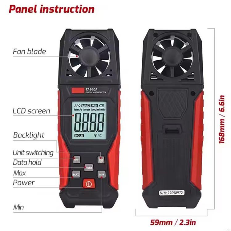 TRSI TA640A Handheld High Precision Wind Speed Instrument Wind Volume Tester - Tachometers & Anemometer by TASI | Online Shopping UK | buy2fix