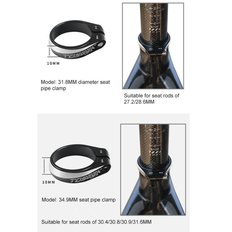 34.9mm TOSEEK Aluminum Alloy Bicycle Seat Tube Clamp(Black) - Pipe clamps by TOSEEK | Online Shopping UK | buy2fix