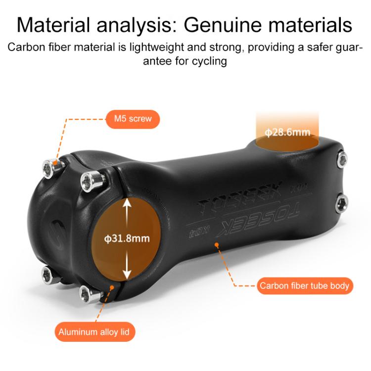 TOSEEK K04 Full Carbon Fiber Brazing Road Mountain Bike Handlebar Riser Faucet, Size:6 Degree, 90mm(Black Grey Silver) - Bicycle Grips by TOSEEK | Online Shopping UK | buy2fix