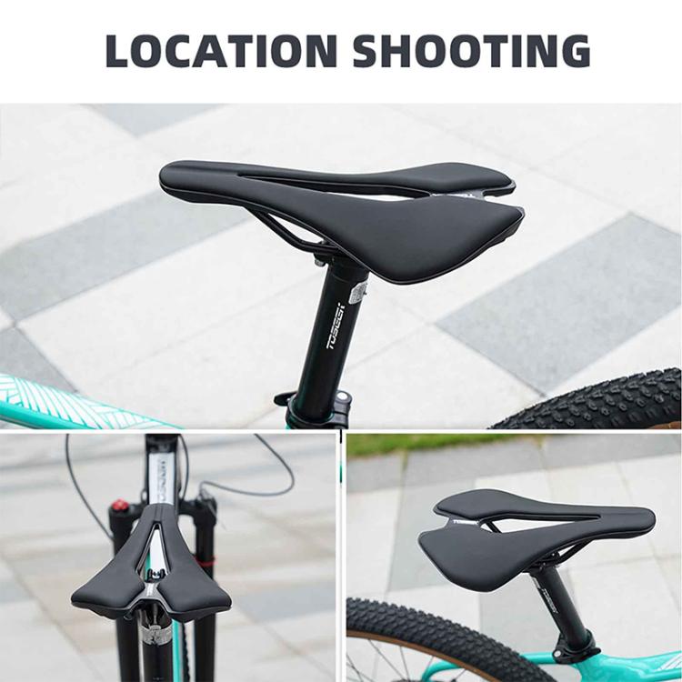 TOSEEK TS101 Road Mountain Bike Leather Saddle(Black) - Bicycle Saddle by TOSEEK | Online Shopping UK | buy2fix