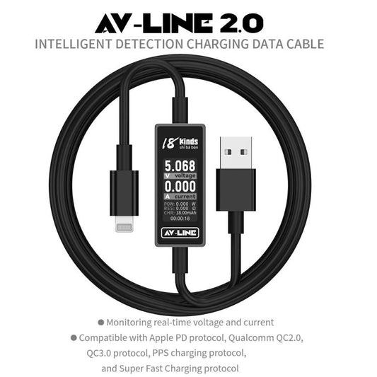 18 Kinds AV-Line 2.0 1.2m Intelligent Detection Charging Data Cable, Interface:USB to 8 Pin - Test Tools by buy2fix | Online Shopping UK | buy2fix