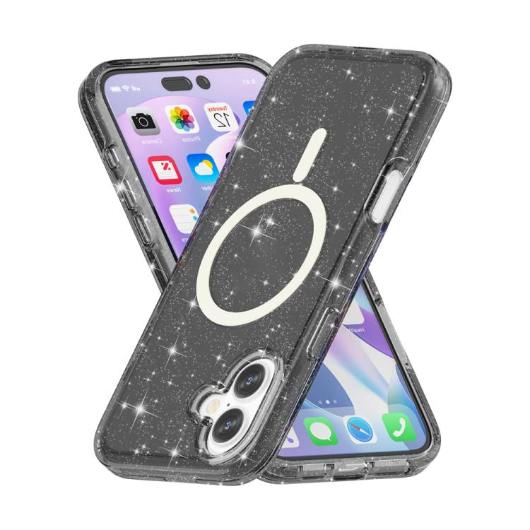 For iPhone 17 Terminator Style Glitter Powder MagSafe Magnetic Phone Case(Black) - iPhone 17 Cases by buy2fix | Online Shopping UK | buy2fix