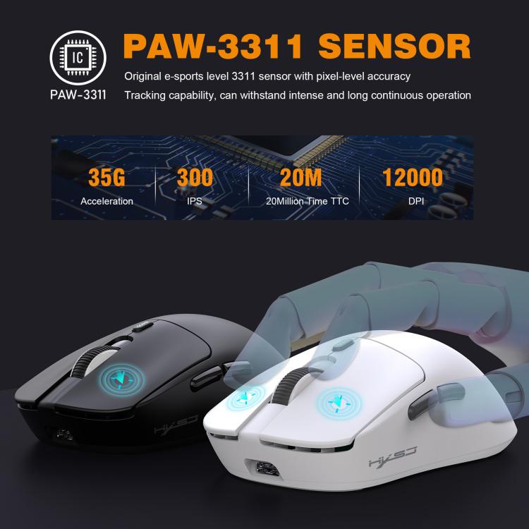 HXSJ T68 3 Modes Wired 2.4G BT5.1 Wireless Lightweight Gaming Mouse(Black) - Wireless Mice by HXSJ | Online Shopping UK | buy2fix