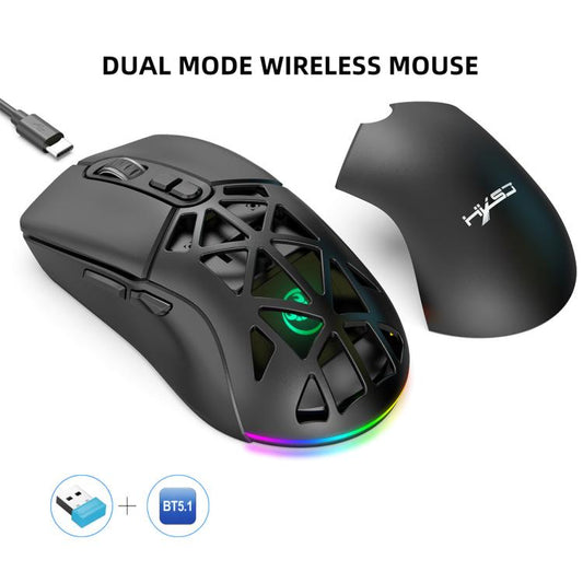 HXSJ T26 Dual Modes 2.4G BT5.1 Rechargeable Wireless Mouse(Black) - Wireless Mice by HXSJ | Online Shopping UK | buy2fix