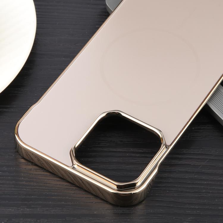 For iPhone 16e Electroplating Frameless Frosted Anti-Glare PC MagSafe Phone Case(Desert Gold) - iPhone 16e Cases by buy2fix | Online Shopping UK | buy2fix
