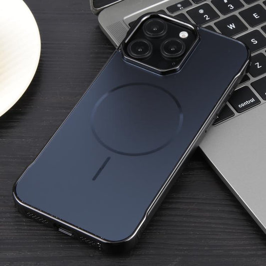 For iPhone 16e Electroplating Frameless Frosted Anti-Glare PC MagSafe Phone Case(Black) - iPhone 16e Cases by buy2fix | Online Shopping UK | buy2fix