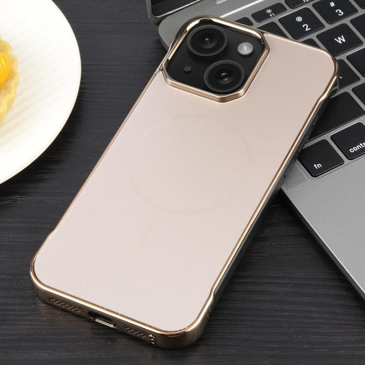 For iPhone 15 Plus / 14 Plus Electroplating Frameless Frosted Anti-Glare PC MagSafe Phone Case(Desert Gold) - iPhone 15 Plus Cases by buy2fix | Online Shopping UK | buy2fix
