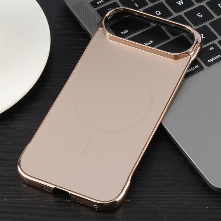 For iPhone Air Electroplating Frameless Frosted Anti-Glare PC MagSafe Phone Case(Desert Gold) - iPhone Air Cases by buy2fix | Online Shopping UK | buy2fix