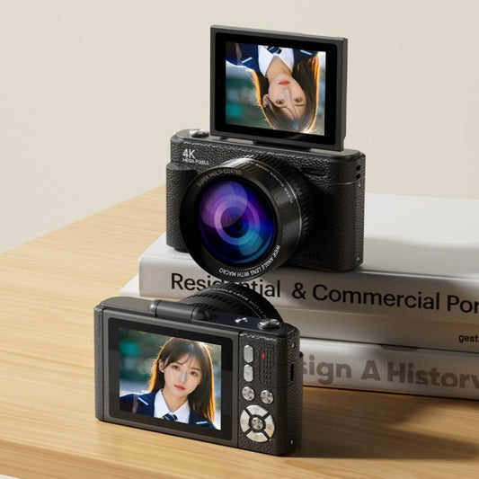 V5 64MP Retro Digital Camera 4K Recording 180 Flip Screen, Style:Large Lens(Black) - Children Cameras by buy2fix | Online Shopping UK | buy2fix