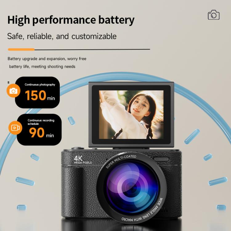 V5 64MP Retro Digital Camera 4K Recording 180 Flip Screen, Style:Small Lens(White) - Children Cameras by buy2fix | Online Shopping UK | buy2fix