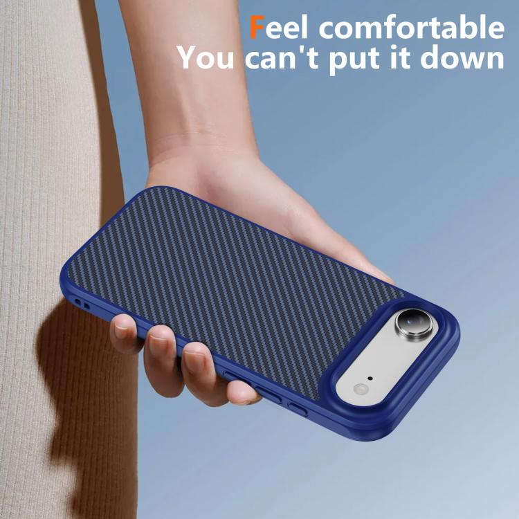For iPhone Air Carbon Fiber Texture Skin-feel Acrylic TPU Phone Case(Blue) - iPhone Air Cases by buy2fix | Online Shopping UK | buy2fix