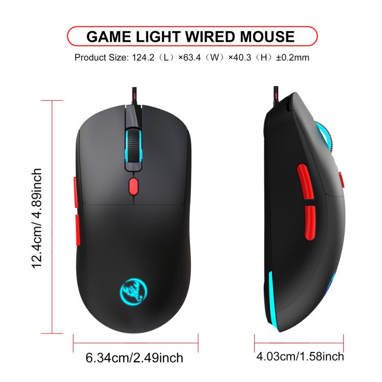 HXSJ X200 3600DPI Colorful Luminous Wired Mouse, Cable Length: 1.5m(White) - Wired Mice by HXSJ | Online Shopping UK | buy2fix