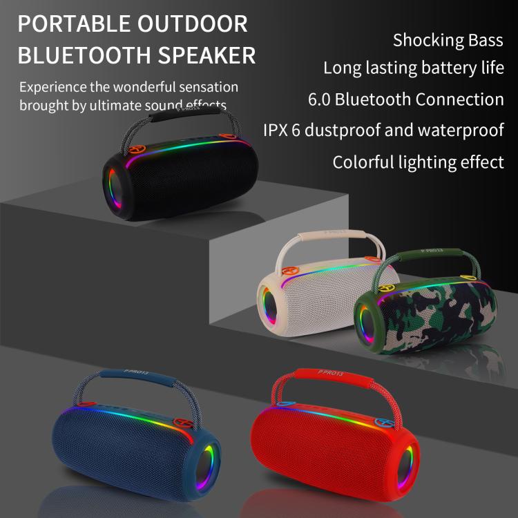 PRO13 20W Portable Outdoor IPX5 Stereo Soundbar Subwoofer RGB Wireless Speakers(Black) - Waterproof Speaker by buy2fix | Online Shopping UK | buy2fix