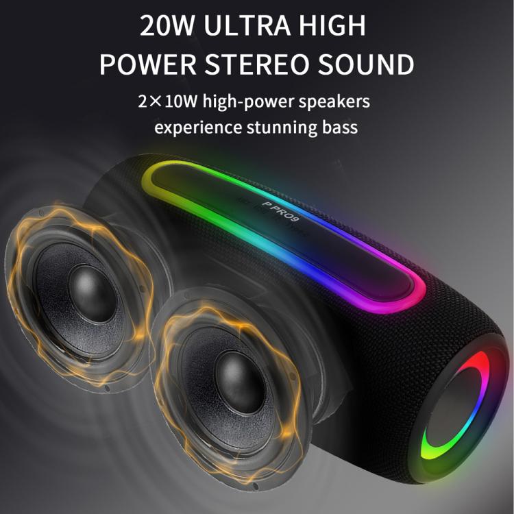 PRO9 20W Outdoor IPX6 Portable RGB Wireless Speakers Stereo Soundbar Subwoofer(Camouflage) - Waterproof Speaker by buy2fix | Online Shopping UK | buy2fix