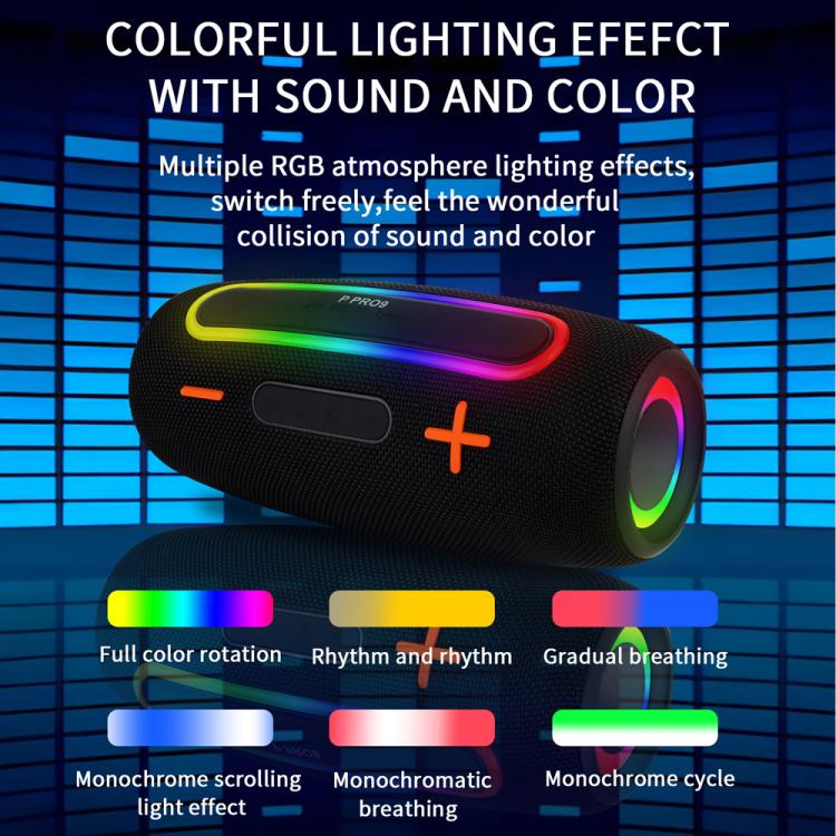 PRO9 20W Outdoor IPX6 Portable RGB Wireless Speakers Stereo Soundbar Subwoofer(Camouflage) - Waterproof Speaker by buy2fix | Online Shopping UK | buy2fix